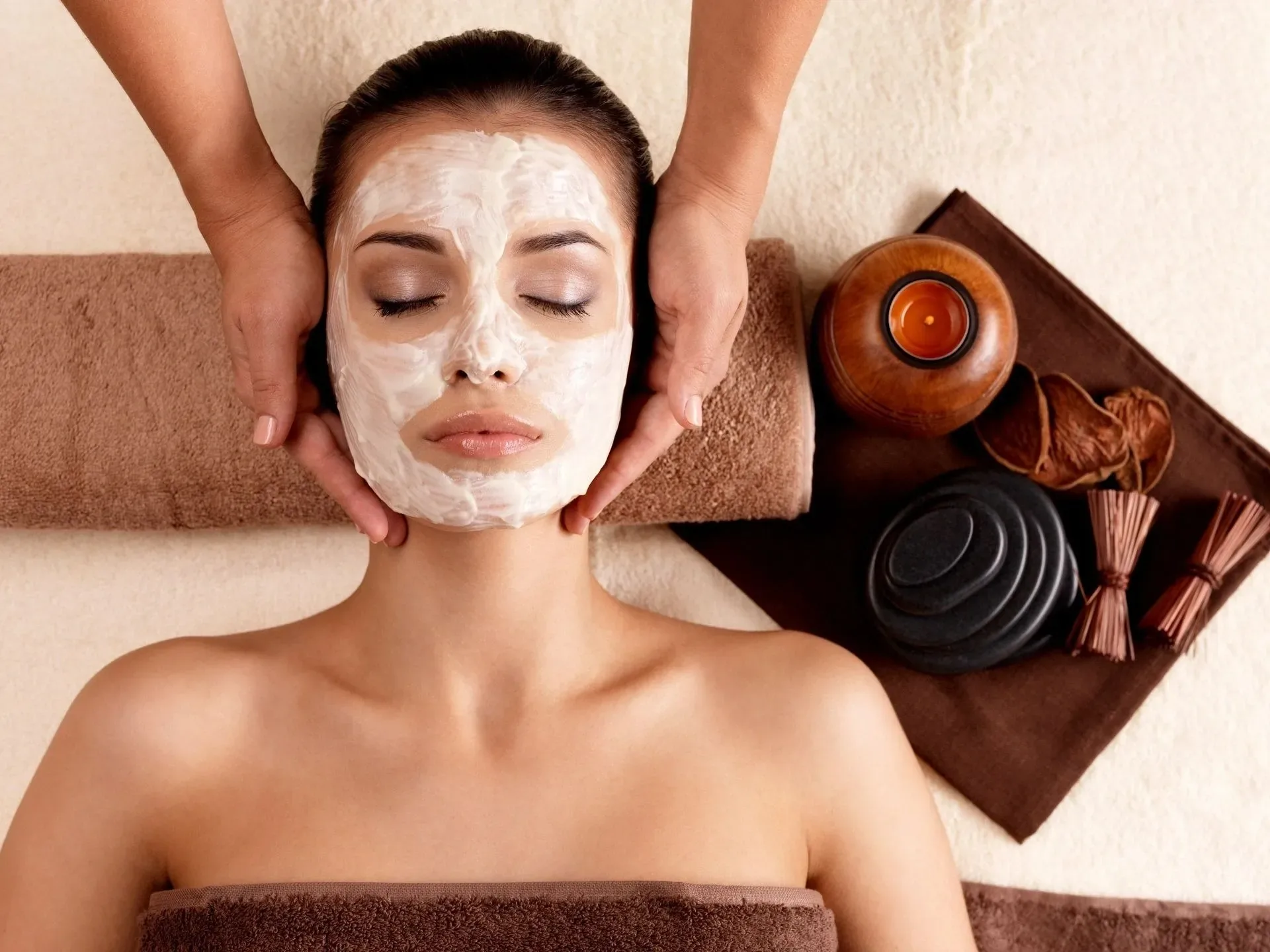 Client receiving a relaxing facial skincare treatment